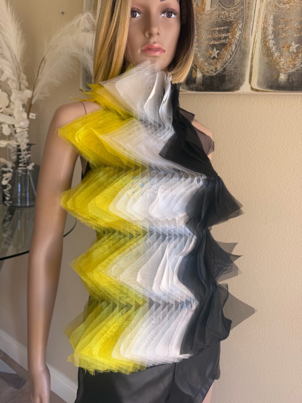 AKIRA Black Layered Ruffle Halter Top